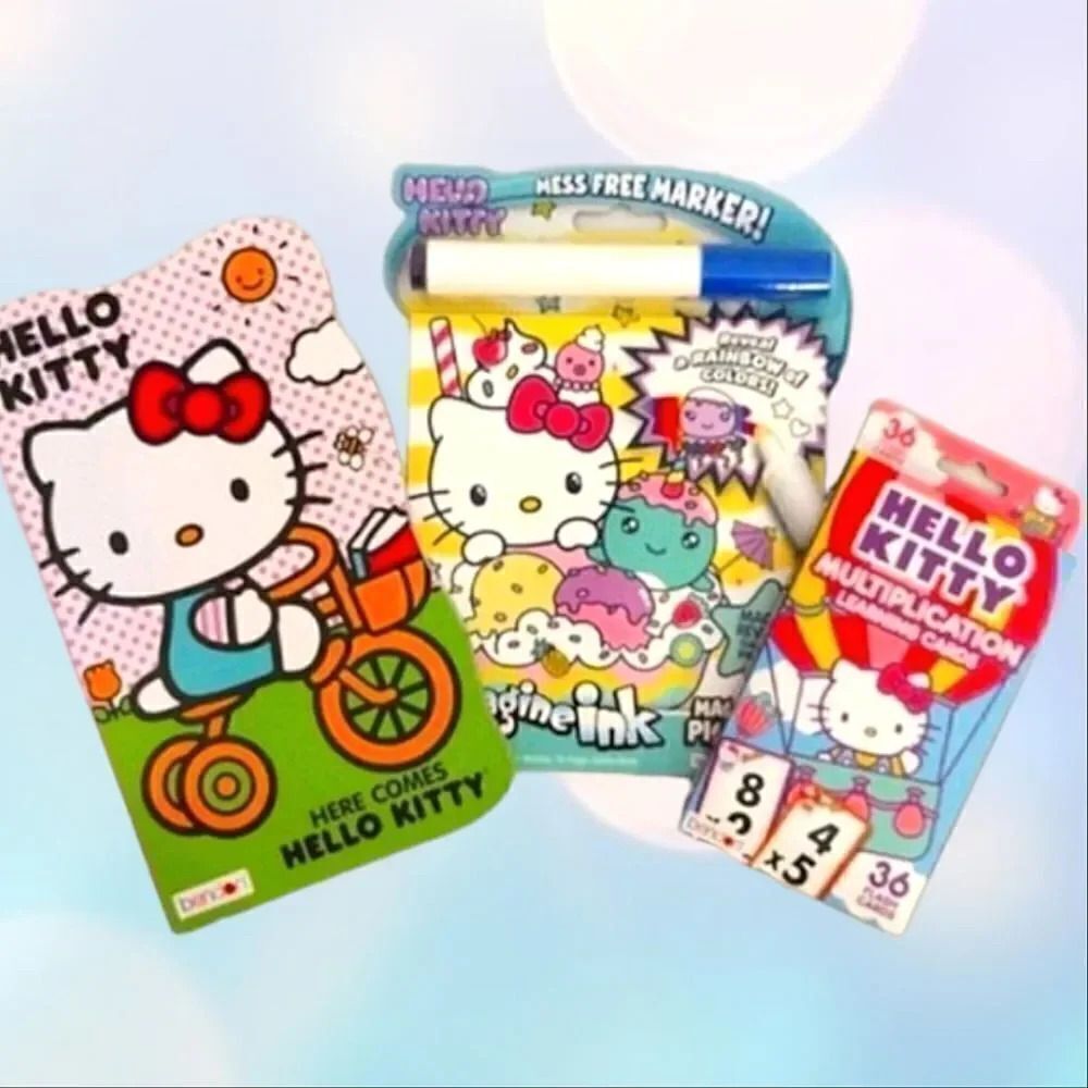 Hello‎ Kitty NWT Kids Learning Activities Travel Lot of 3 Reading Math Drawing